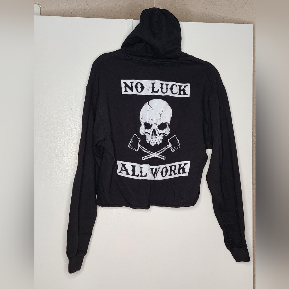 Black cropped distressed sweatshirt